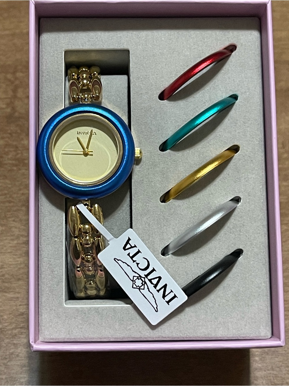 INVICTA Mayamar 6 Senses Interchangeable Bezel Lady 33mm Gold & Gold Dial New